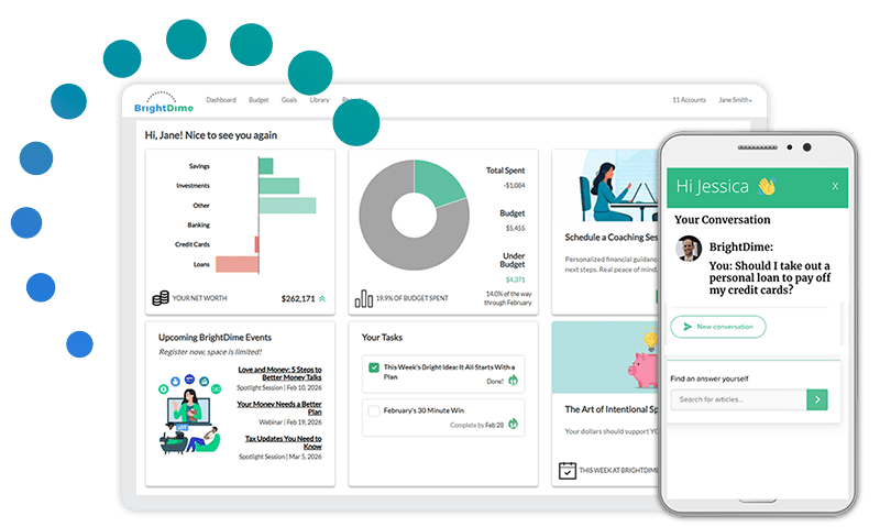 An example of a financial wellness dashboard and mobile app
