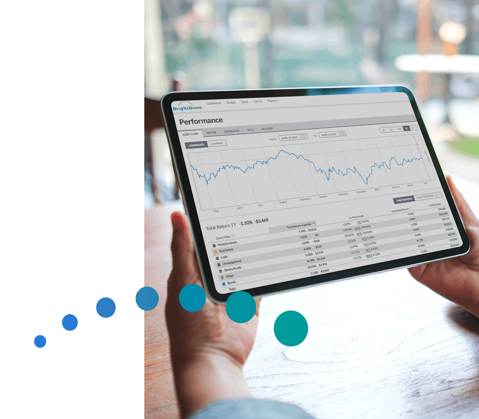 Retirement planning chart on tablet