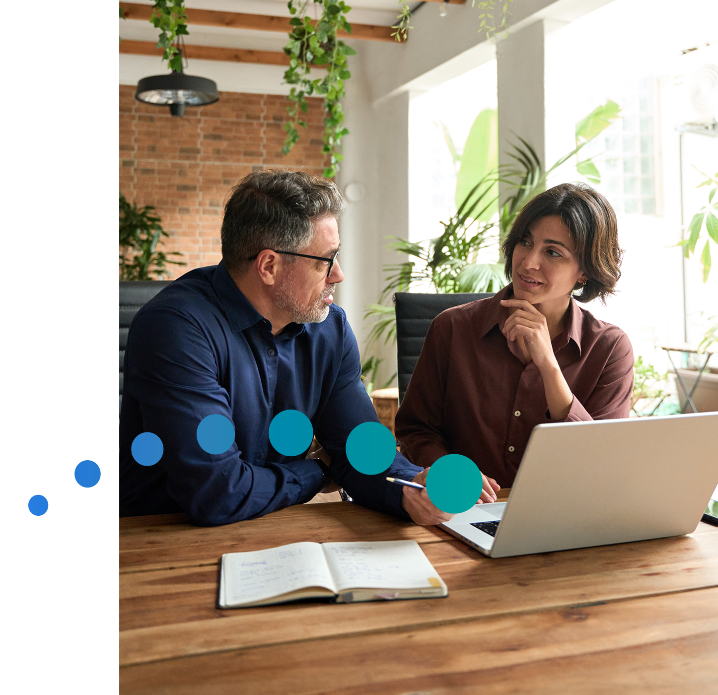 Two people thinking about how to improve finances